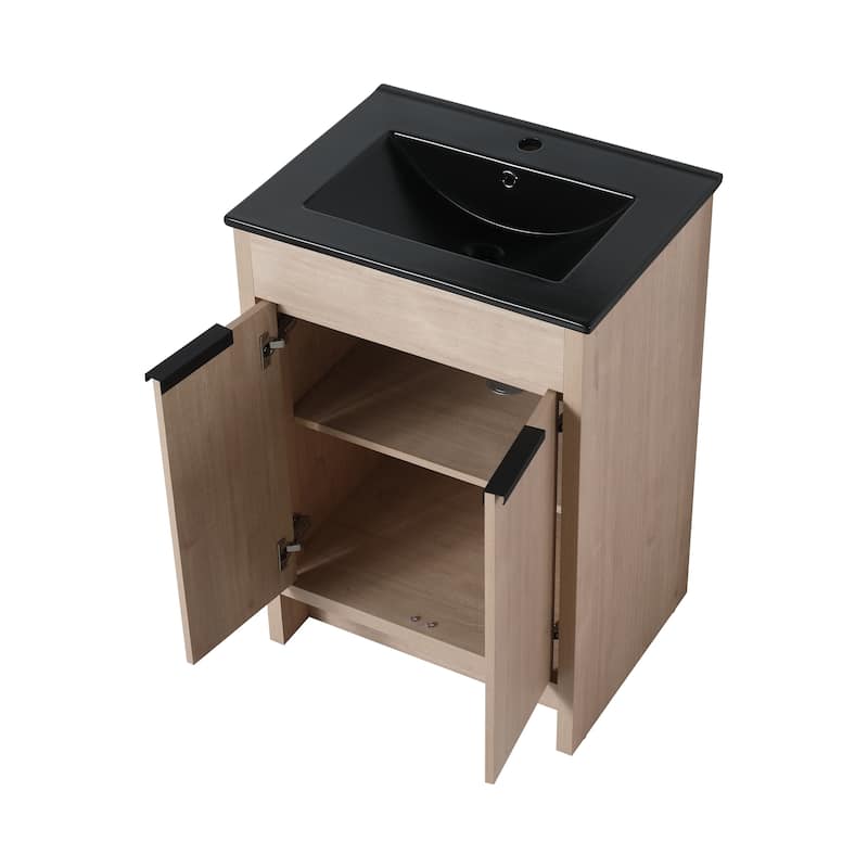 BNK 24/30/36 inch Freestanding Single Sink Bathroom Vanity with Soft Close Door and 1 adjustable shelf