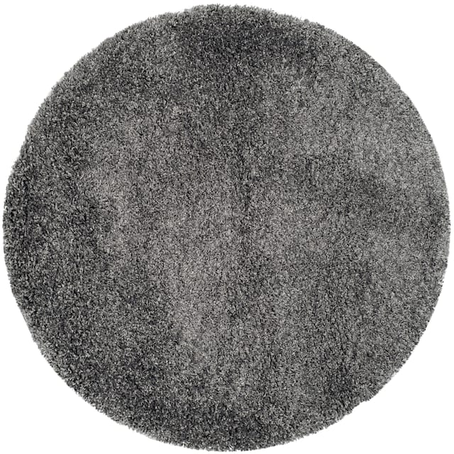 SAFAVIEH California Shag Izat 2-inch Thick Area Rug - 8'6" x 8'6" Round - Dark Grey