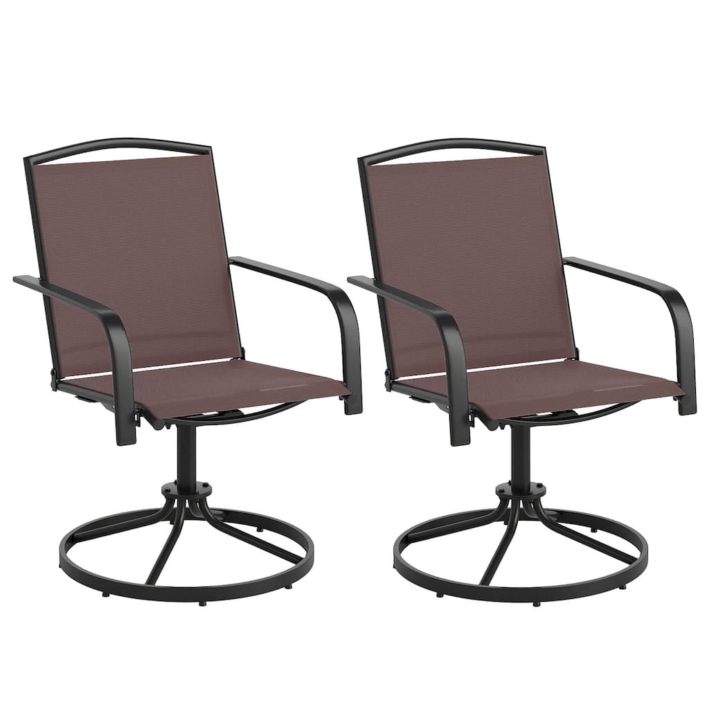 Gymax Patio Swivel Chairs Set of 2 w/ High Back & Round Metal Base for
