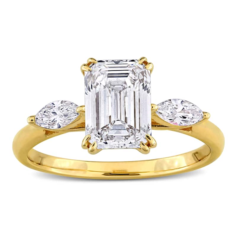 2 1/3ct TW Emerald Marquise-Cut Lab-Grown Diamond Engagement Ring in 14k Yellow Gold