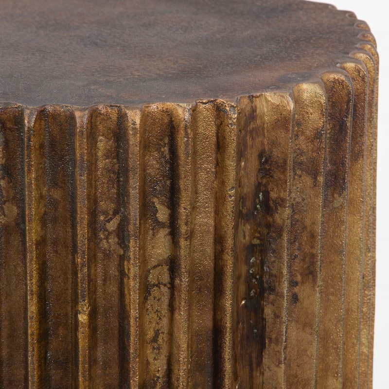 Round Top with Ridges Accent End Table - 20" - Gold