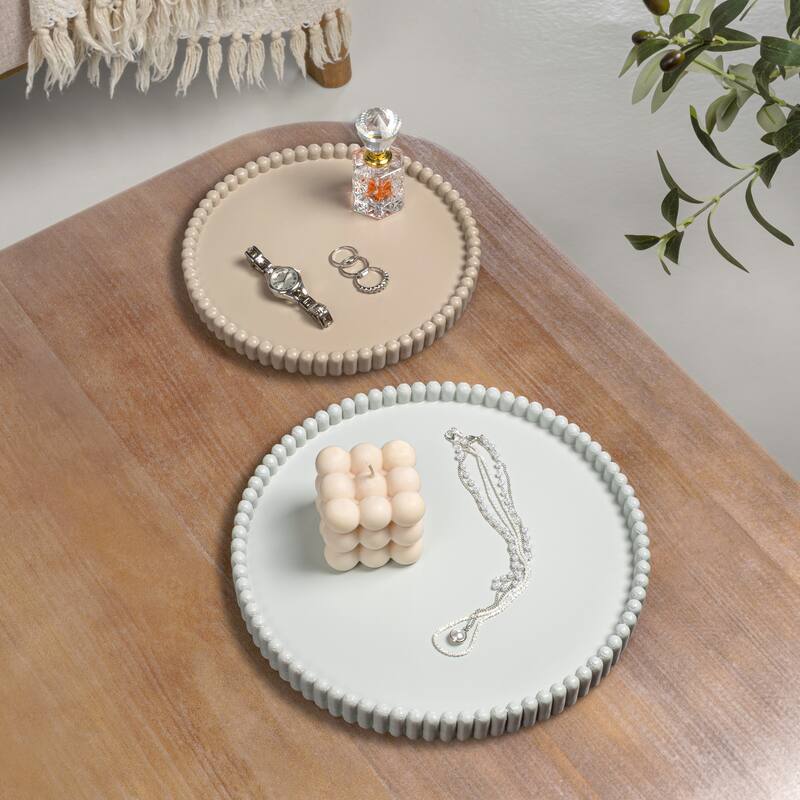 Opulence Modern Minimalist Concrete Fluted Edge Decorative Jewelry Trays (Set of 2)