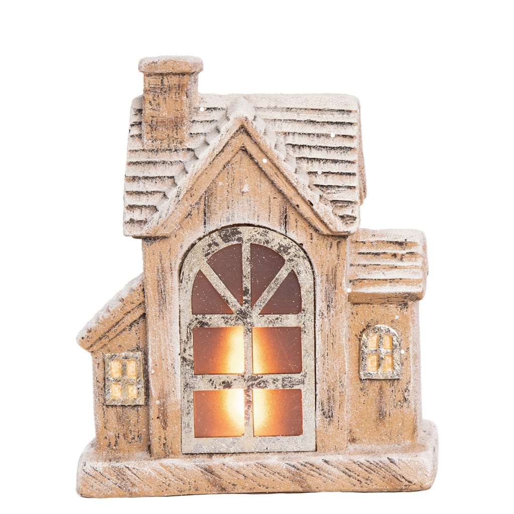 Transpac Resin 12.5 in. Multicolored Christmas Light Up Snowy Home