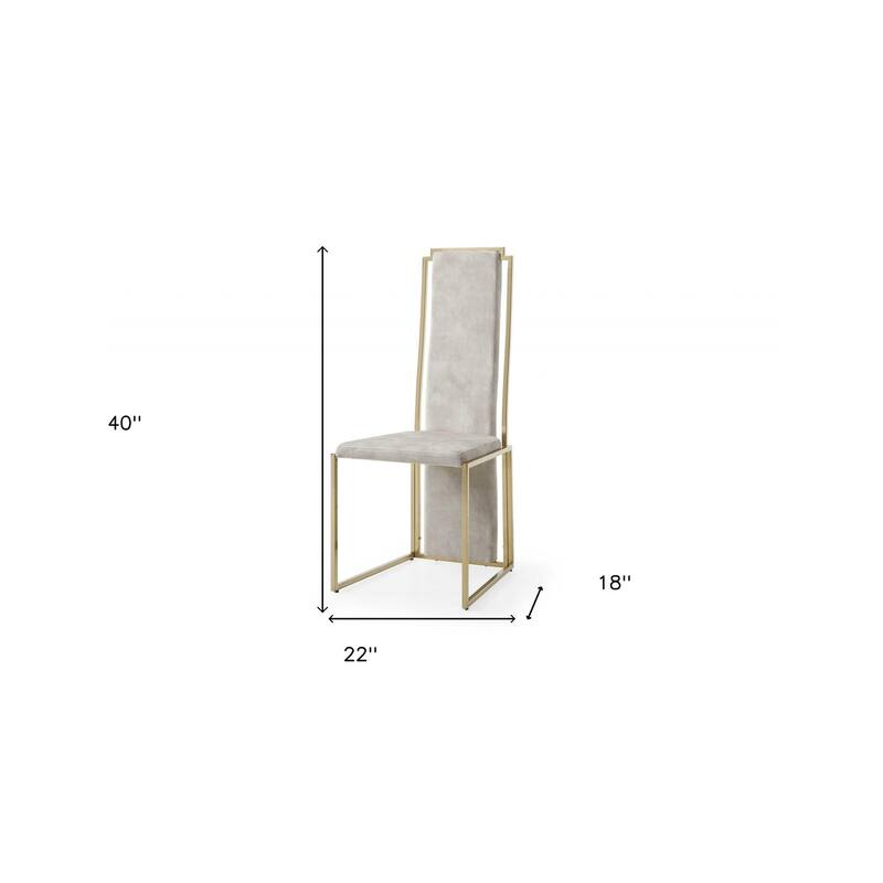 HomeRoots Set of Two Beige And Gold Upholstered Dining Side Chairs
