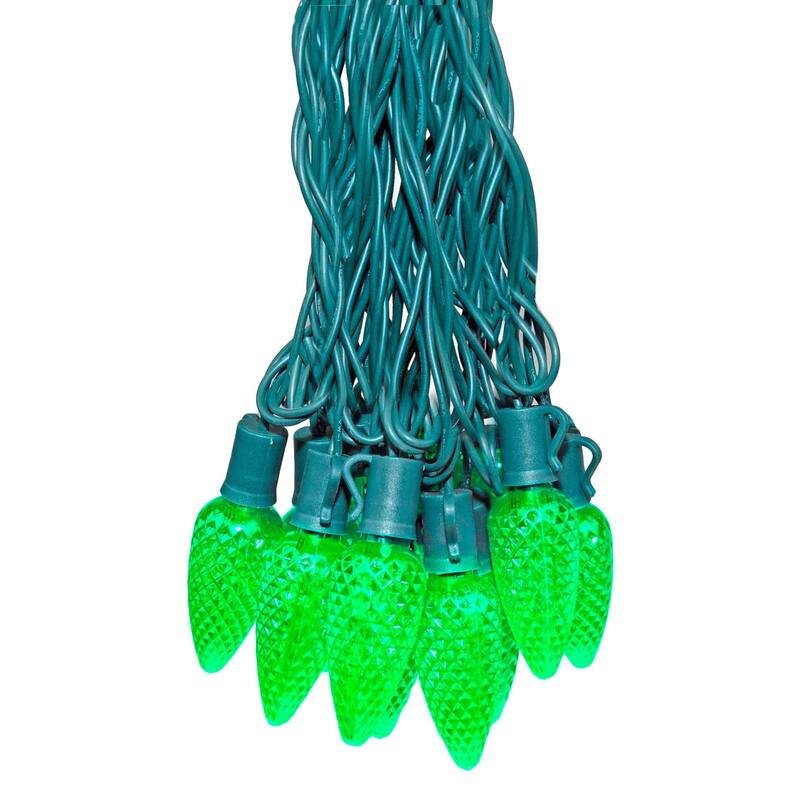 25 Foot C9 LED Outdoor Christmas String Light Set, Green Wire