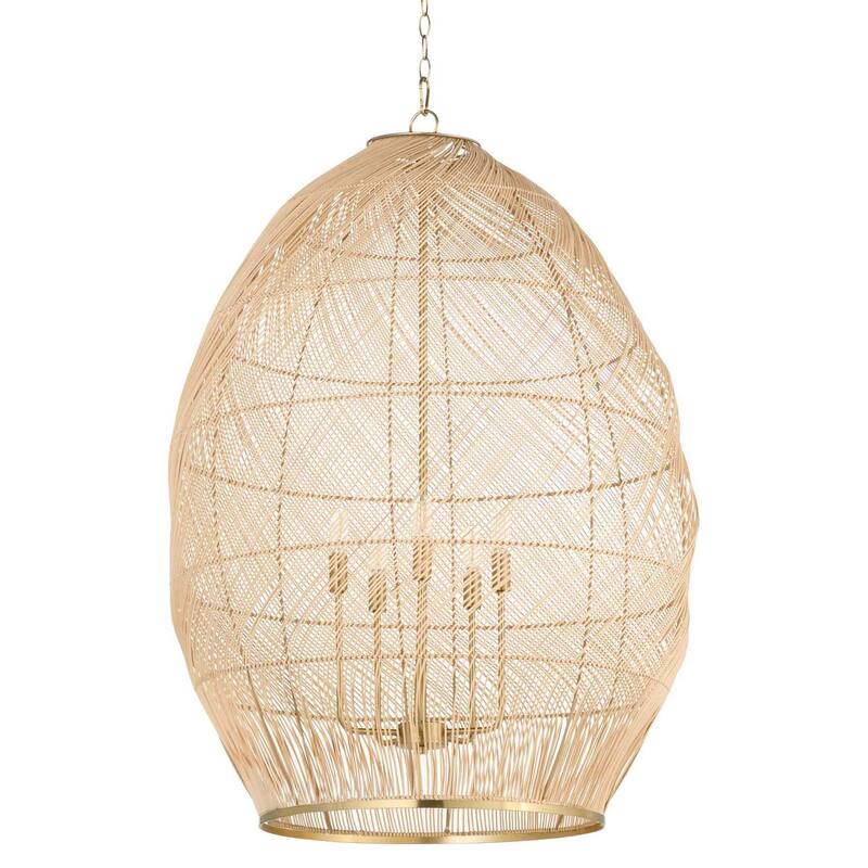 Quorum International 6901-5 Rattan 5 Light 28" Wide Pendant - Aged Brass