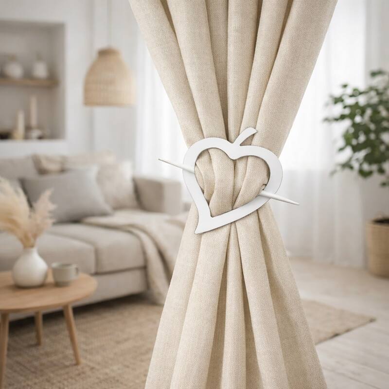 Evideco Fjord Wooden Heart Curtain Holdback - n/a - White