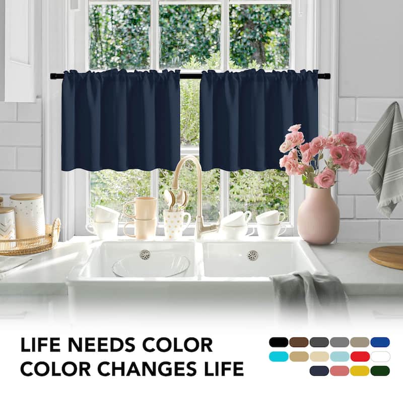 Deconovo Cafe Curtains Rod Pocket Window Short Drapes Tier Pair