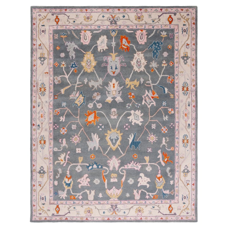 SAFAVIEH Handmade Anatolia Elsy Wool Rug - 8' x 10' - Dark Grey/Ivory