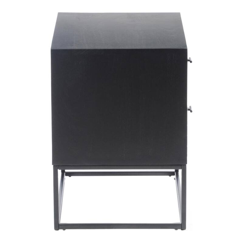 Modern Nightstand Black - Bedside Table with Drawers - Slim Minimalist Accent Furniture