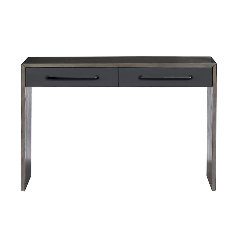 2 Drawers Wooden Writing Desk in Gray Oak Finish