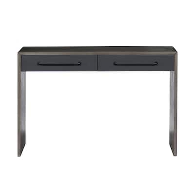 2 Drawers Wooden Writing Desk in Gray Oak Finish