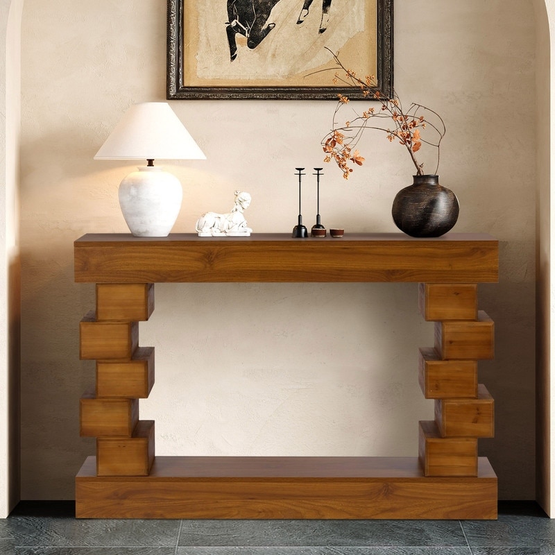 Mid-Century Modern 47.24" Wood Console Table with Natural Finish for Modern Home Decor