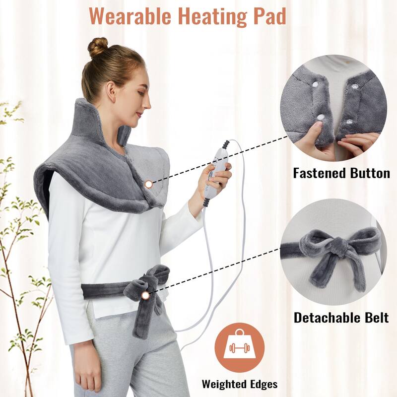 Massaging Heating Pad for Neck and Shoulder Back Pain Relief, 3 Heating Levels & 3 Massage Modes