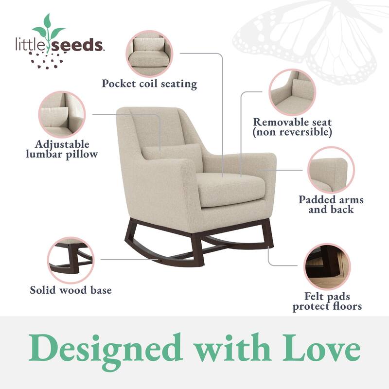 Little Seeds Sophie Mid-Century Rocker with Lumbar Pillow