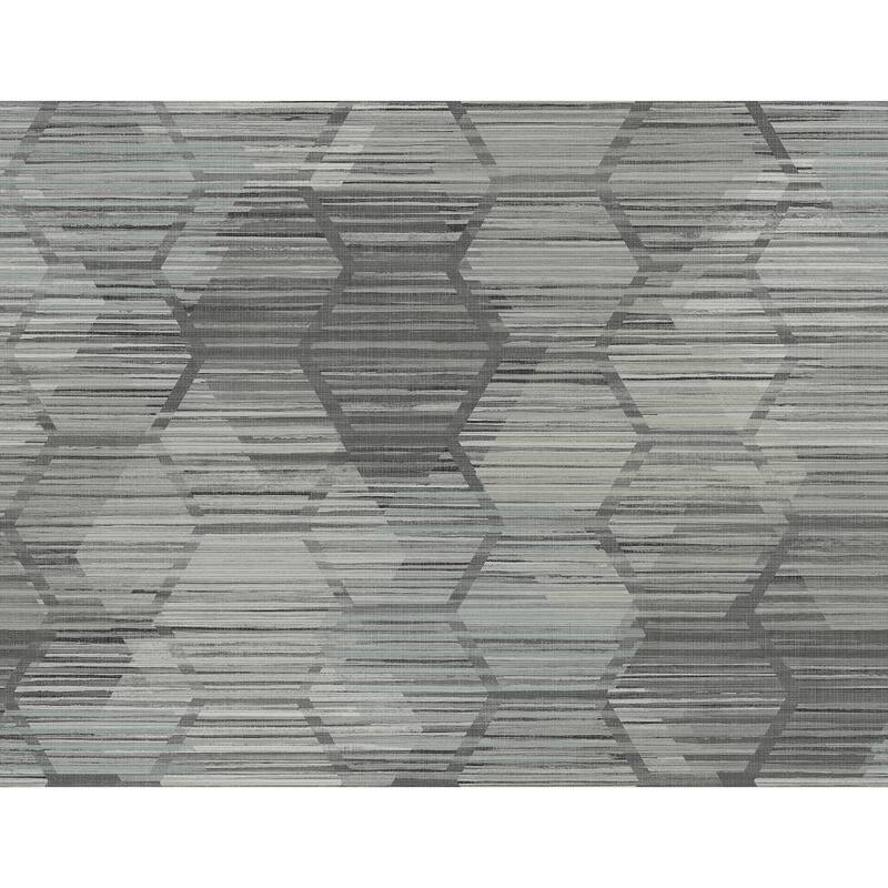 A-Street Prints Jabari Charcoal Geometric Faux Grasscloth Wallpaper
