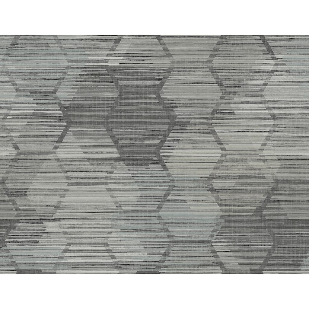 A-Street Prints Jabari Charcoal Geometric Faux Grasscloth Wallpaper