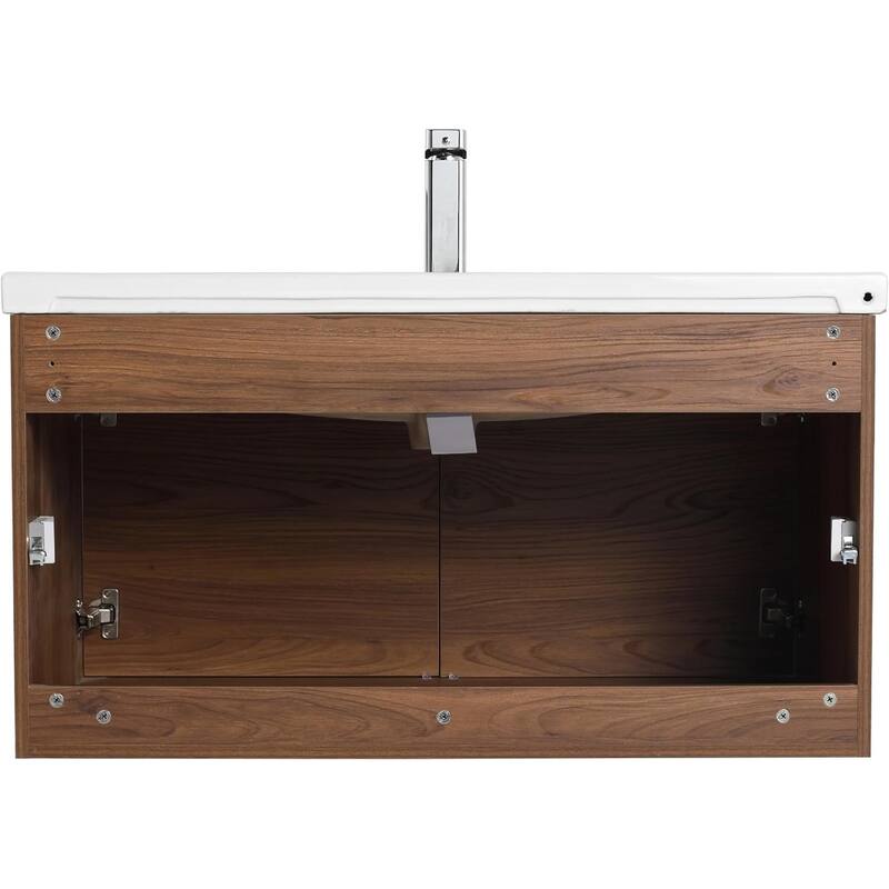 Blossom 36" Wall-Mounted Bathroom Vanity with Ceramic Sink, Soft-Close
