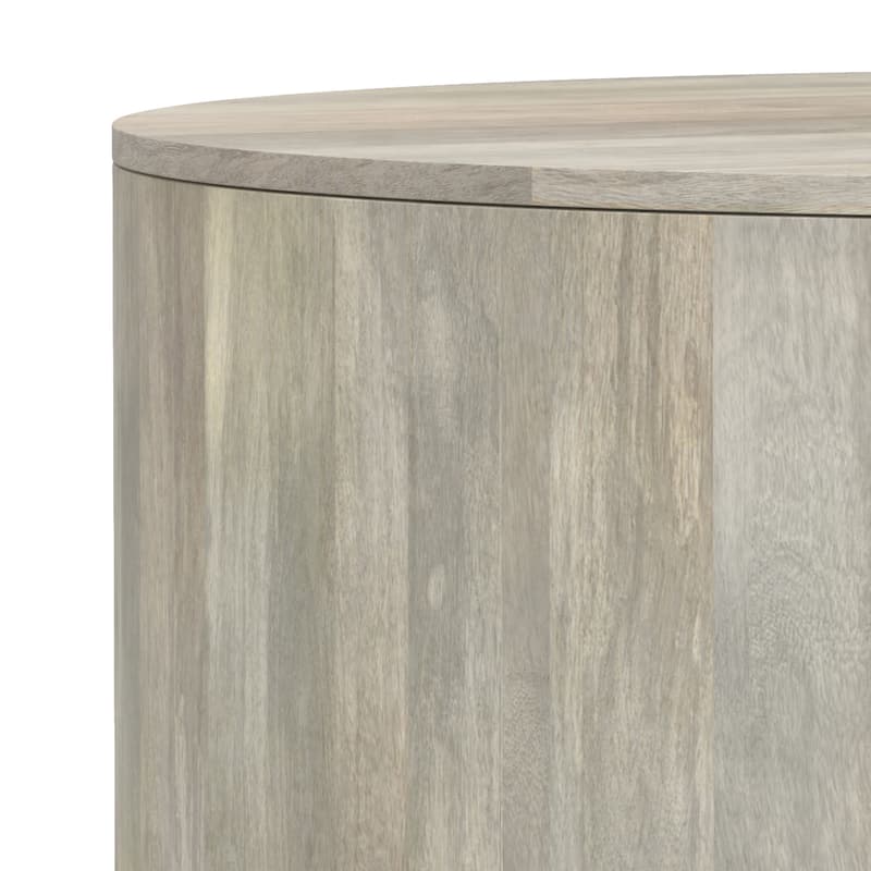 WYNDENHALL Hillmount SOLID MANGO WOOD 36 inch Wide Round Contemporary Drum Coffee Table & Fully Assembled - 36"d x 36" w x 14"h
