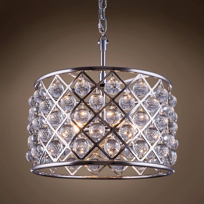 6 Light 20" Polished Nickel Clear Glass Chandelier & Led - 13.00