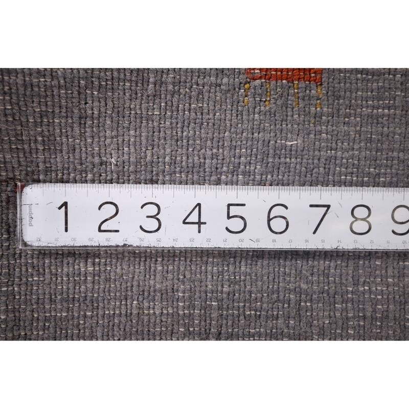 Gray & Brown Striped Gabbeh Indian Area Rug Handmade Wool Carpet - 8'2"x 9'6"