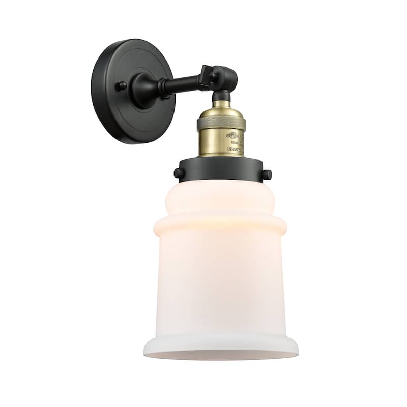 Innovations Lighting Canton Single Light 11" Tall Bathroom Sconce - Black Antique Brass / Matte White