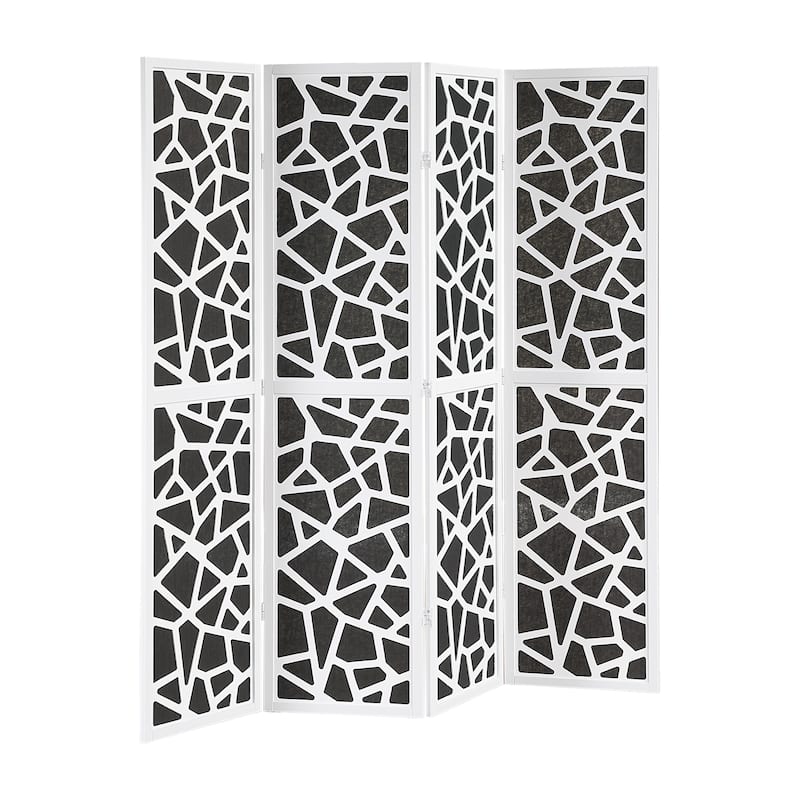 Roundhill Furniture Aurra 4-Panel Wood Room Divider, Folding Portable Partition Screen