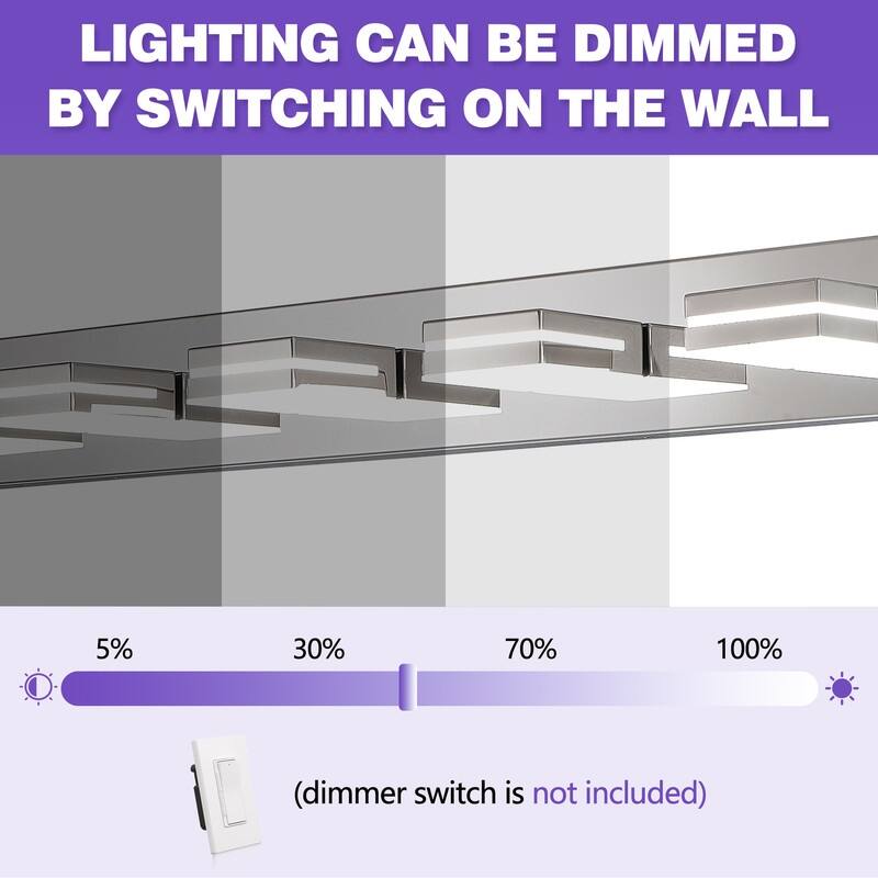 Modern 5-Light Chrome LED Vanity Light Sleek, Energy-Saving Bathroom Wall Fixture - 5-Lights