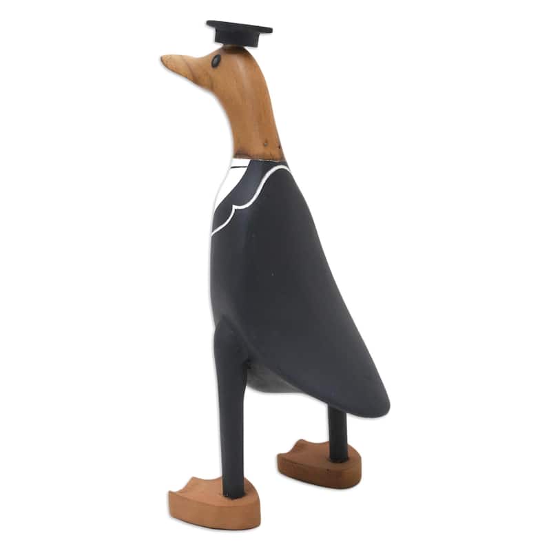 Novica Handmade Fresh Out Of Ivy League Bamboo Root And Teak Wood Figurine
