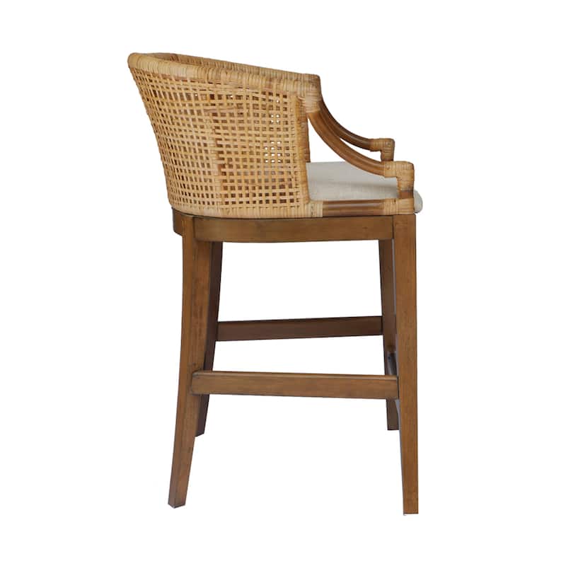 Martha Stewart Playa Handcrafted Rattan & Wood Counter Stool 25" H