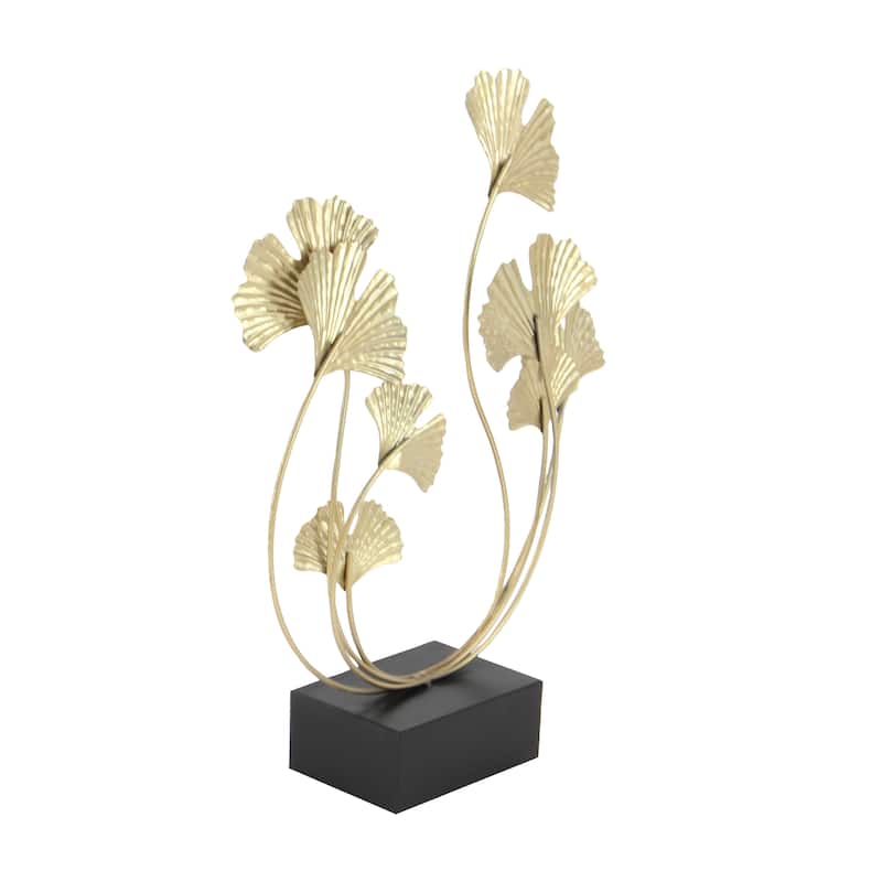 Metal Floral Curved Sculpture - Gold - Roche River Decor - 6"W x 18"L x 22"H