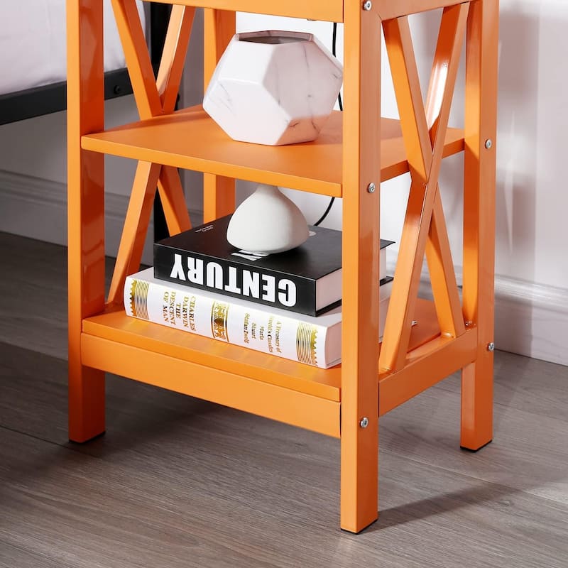 Modern Nightstand with 3-Tier Storage Shelves, Nightstands Set of 2