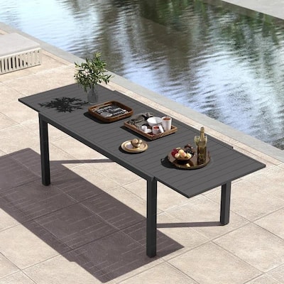 Domioutdoorliving 97.2"L Extendable Aluminum Outdoor Dining Table