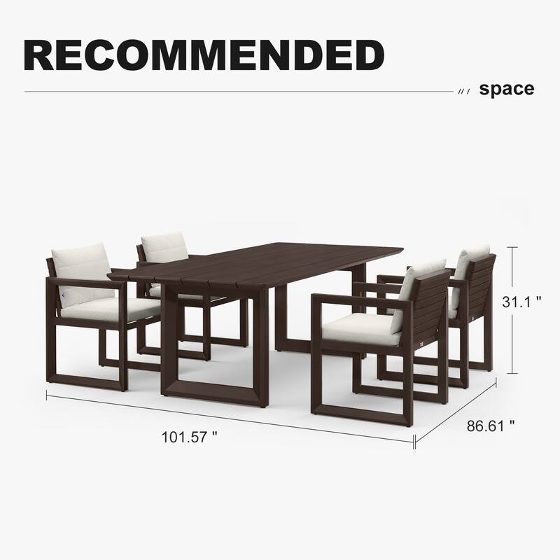 PURPLE LEAF Caesar Outdoor Dining Set Aluminum Luxury Patio Furniture with Olifen Removable Thick Cushion and Pillow-Bronze