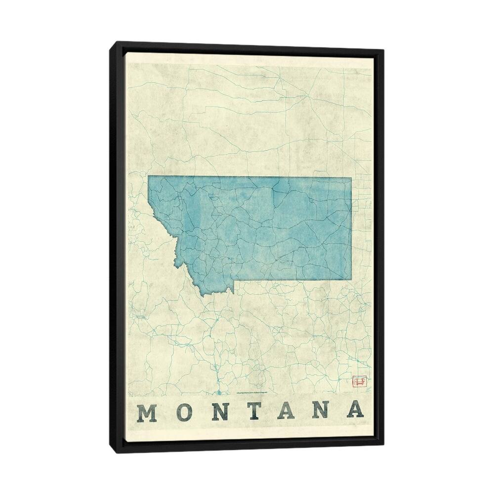 iCanvas "Montana Map" by Hubert Roguski Framed Canvas Print