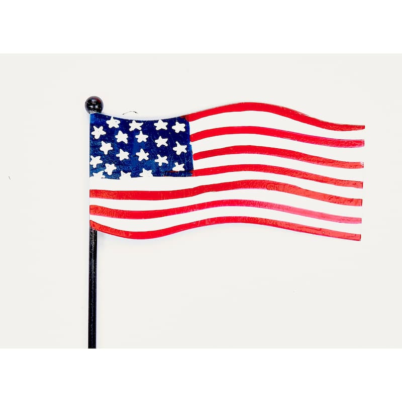 2.5" Iron Americana Flag on 10" Planter or Garden Floral Stake, Set of 5
