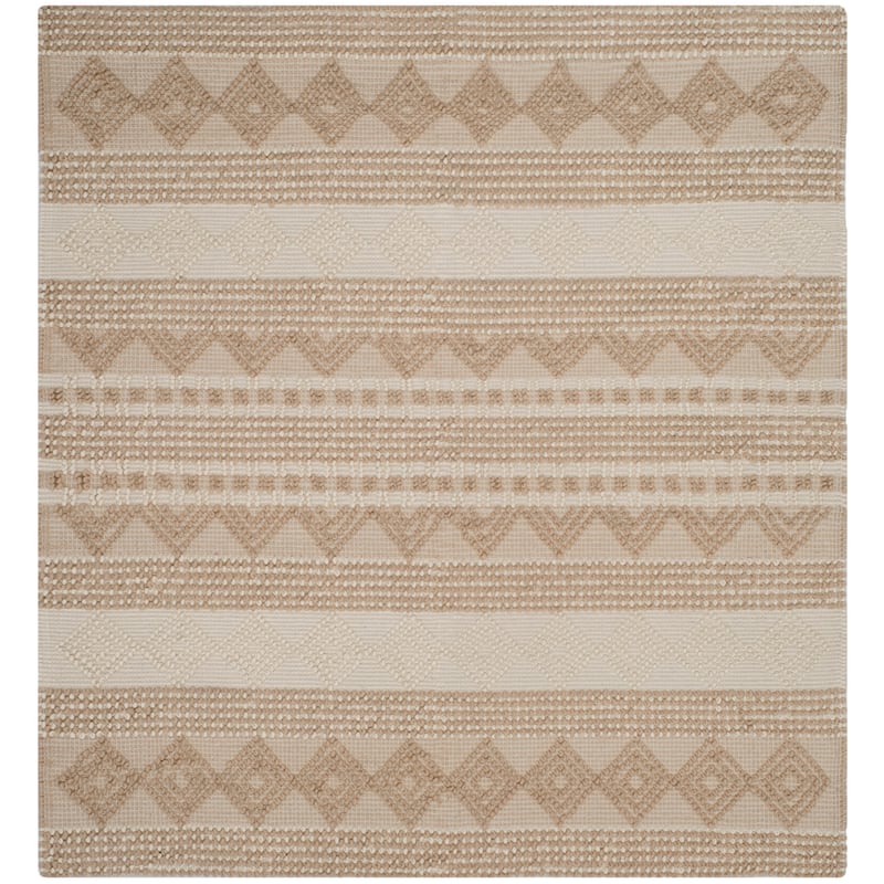 SAFAVIEH Handmade Natura Annedorte Wool Rug - 6' Square - Beige/Ivory - Square