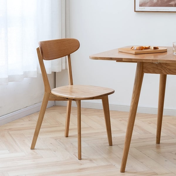 Wood Dining Chairs, Solid Oak Wood Chairs w/ Backrest Seat On