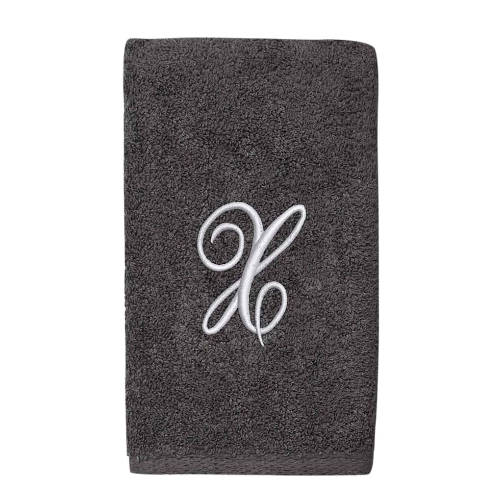 Avanti Linens Granite/Silver Script Monogram Hand Towel Letter X - Hand Towel