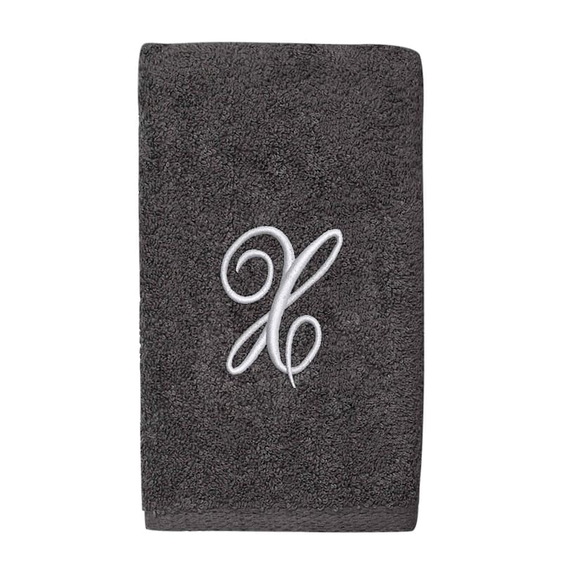 Avanti Linens Granite/Silver Script Monogram Hand Towel Letter X - Hand Towel