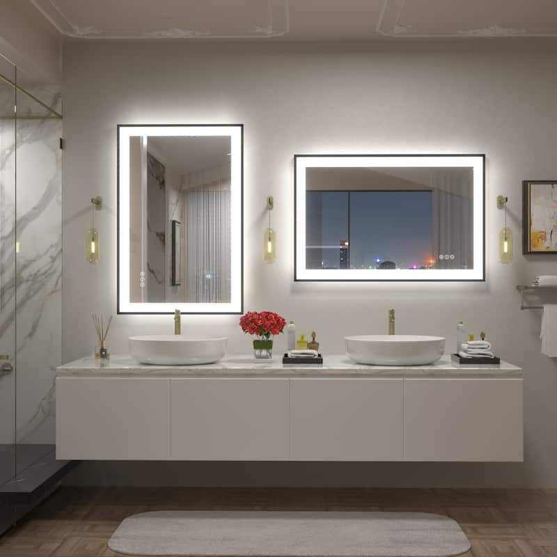 Front & Back LED Anti-Fog Tempered Glass Framed Bathroom/Vanity Mirror 3-Year Warranty