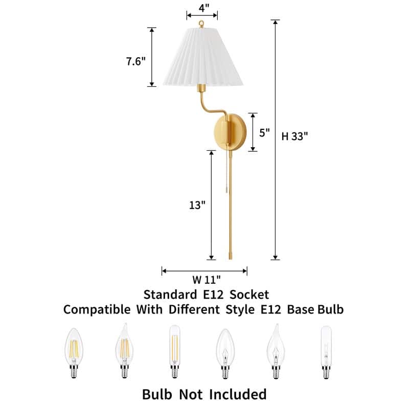 KAWOTI Brushed Gold Wall Sconce with Cone Opal White Glass - D11" x W12.5 x H33"