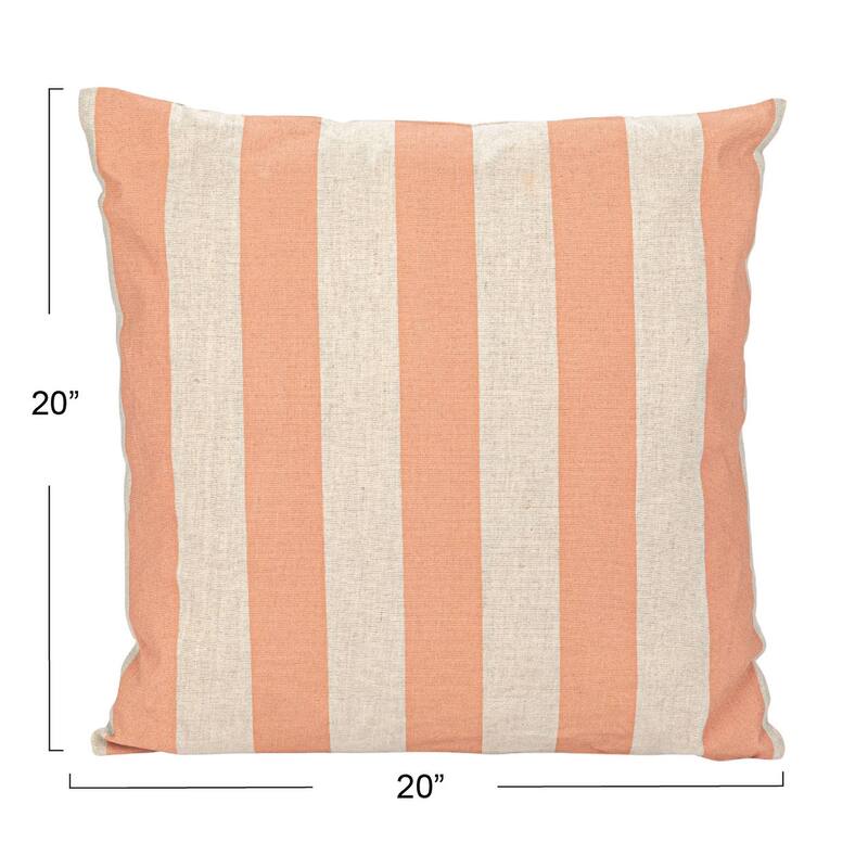 Cotton and Linen Striped Pillow - 20.0"L x 20.0"W x 1.0"H