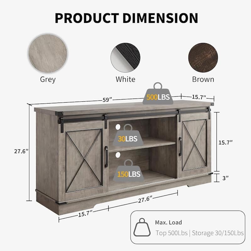 Modern Farmhouse TV Stand and Entertainment Center for TV Up to 65 Inches - N/A