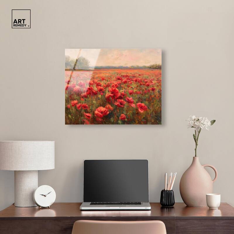 Sea of Red Poppies II Acrylic by Art Remedy, Ready to Hang
