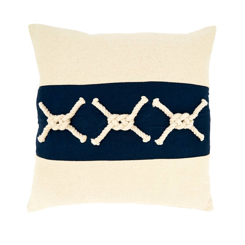 Throw Pillow With Rope Knots Applique - 18"x18" - Polyester