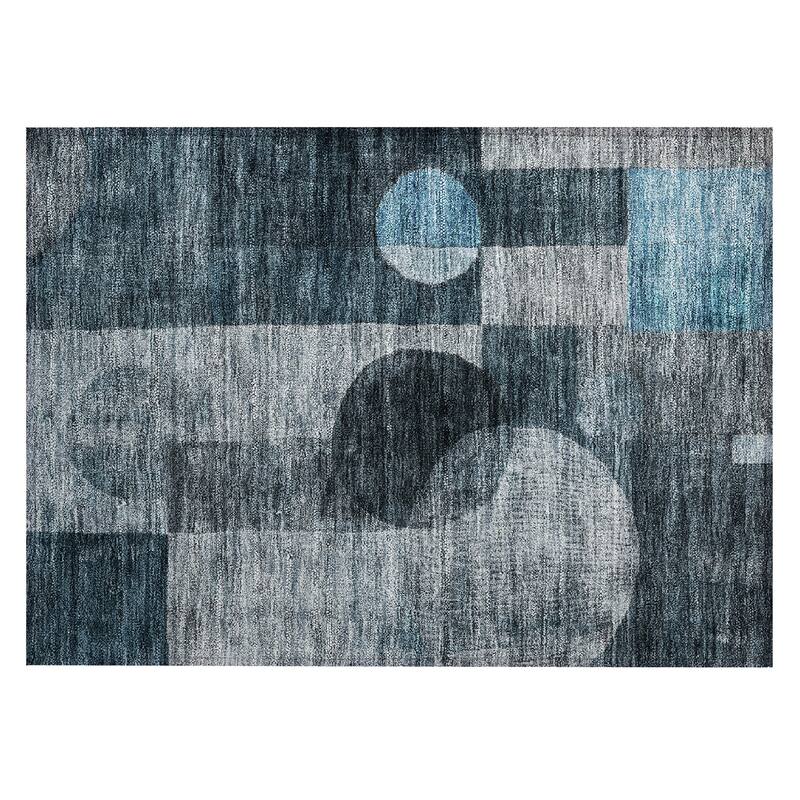 Machine Washable Indoor/ Outdoor Abstract Geo Chantille Rug