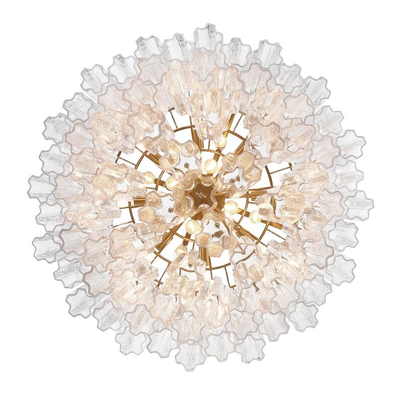 Addis 16 Light Aged Brass Chandelier - 32"W x 21.5"H x 32"D