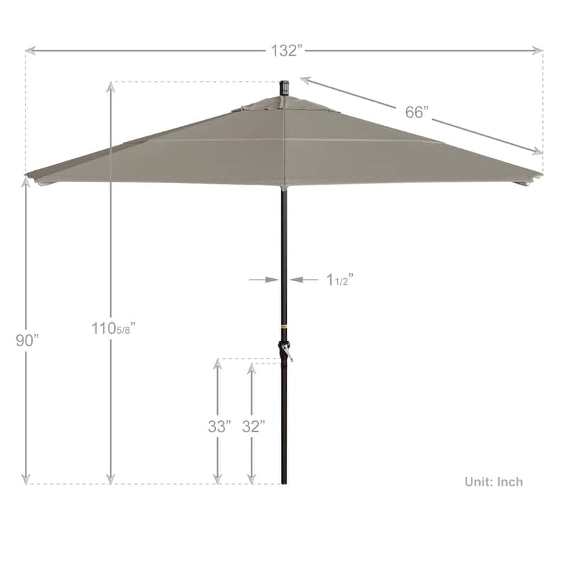 California Umbrella 11' Rd Sunset Series Patio Umbrella Bronze Aluminum Frame Crank Lift Auto Tilt With Olefin Royal Blue
