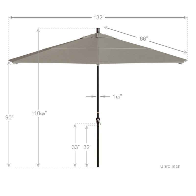 California Umbrella 11' Round Aluminum Crank Open Auto Tlit Patio Umbrella, Bronze Finish, Double Wind Vent.